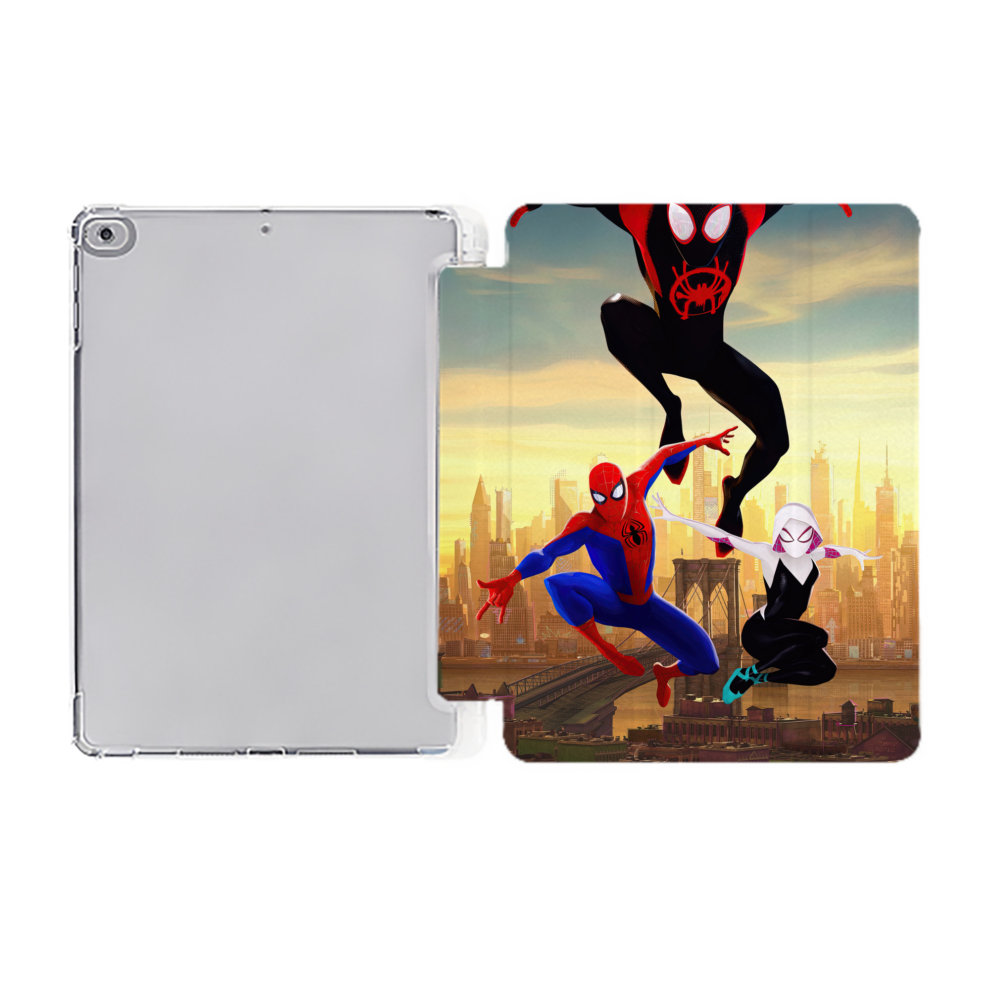 Spider Man スパイダーマン IPad ケース ペン収納付き 三つ折りスタンド PUレザー×シリコン 対応機種9.5/10.5/10.9インチ